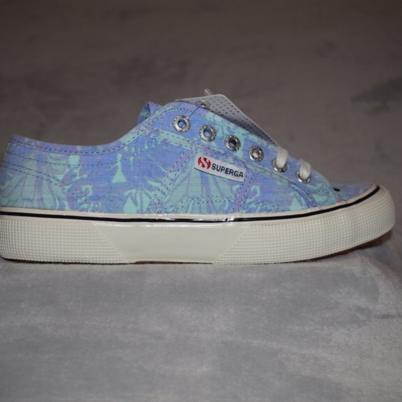 Superga Blue Tropical Lace-Up Sneaker New in Box Size 38 - Picture 6 of 11